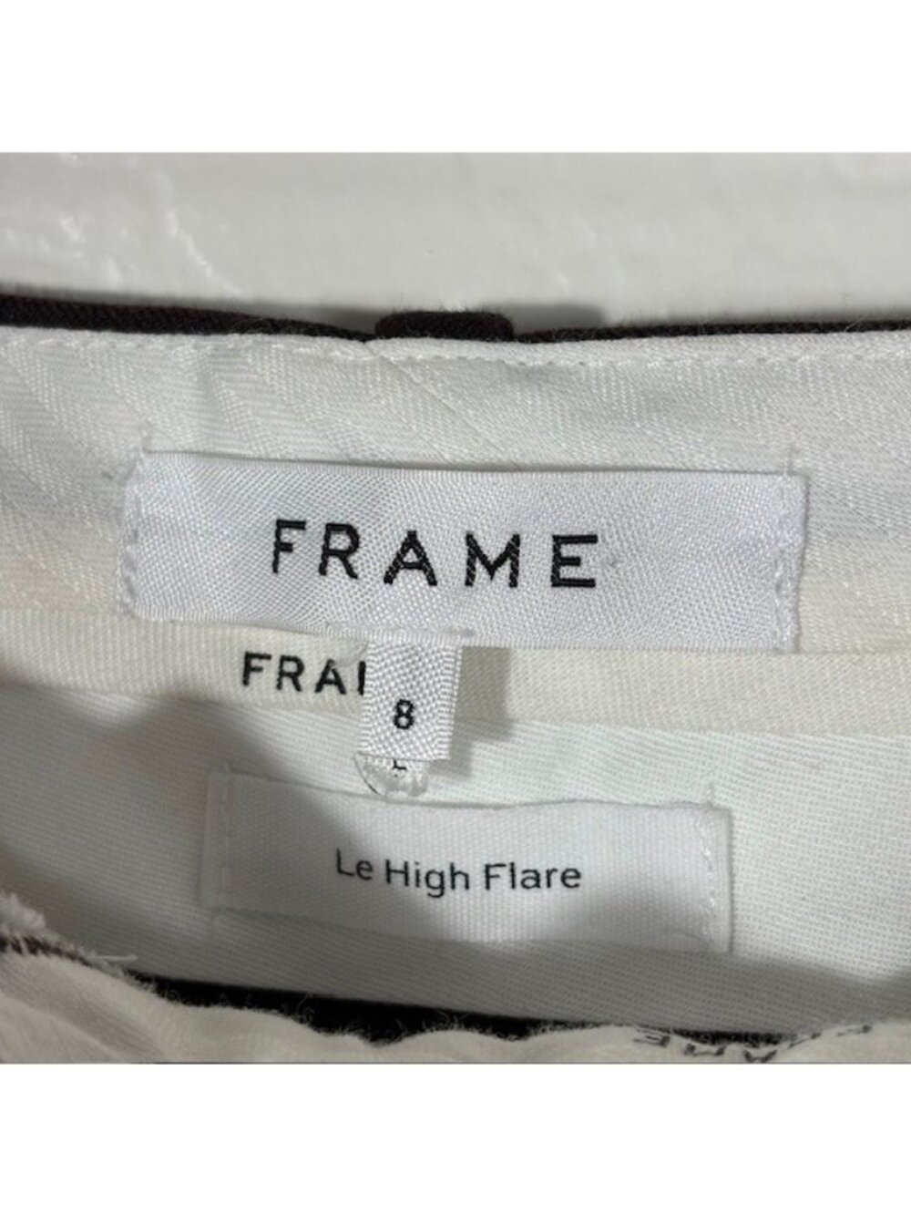FRAME Le High Flare Trouser Stretch Cotton Pants Womens Size 8 Brown 33” Inseam - Picture 3 of 5